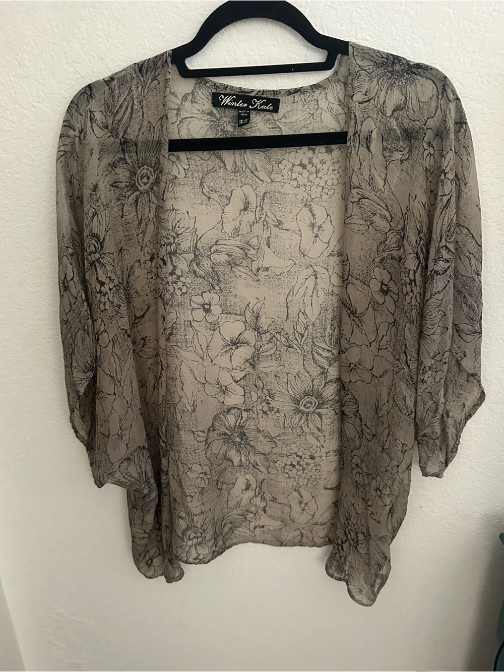 Winter Kate Taupe Floral Sheer Kimono